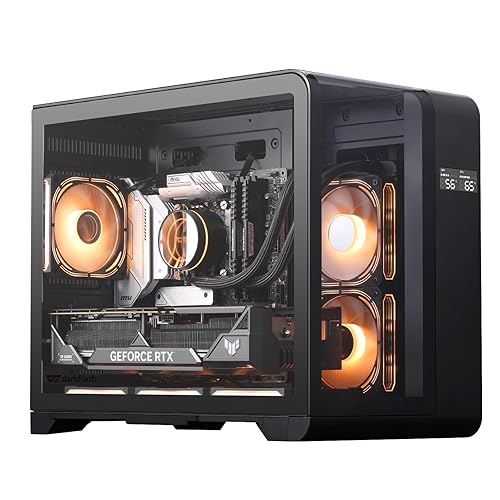 darkFlash MATX Gaming PC Case with Screen, Three Side Glass Micro-ATX Case, Curved Full View Dual, 3 PWM ARGB Fans Computer Case Pre-Installed, Type C, RTX 40 Compatible, Black(L280M)