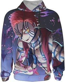 鬼滅の刃 猗窩座 パーカー 子供 プルオーバー トレーナー フード付き 長袖 アニメ フーディー かわいい 通学 ジャージ 男女兼用 L(14-16)