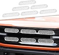 Vista 14 de JeCar Insertos de rejilla delantera, marco de rejilla de malla, accesorios exteriores compatibles con Ford Bronco 2021-2023, negro mate