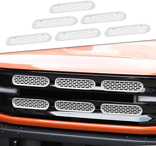 Miniatura 14 de JeCar Insertos de rejilla delantera, marco de rejilla de malla, accesorios exteriores compatibles con Ford Bronco 2021-2023, negro mate
