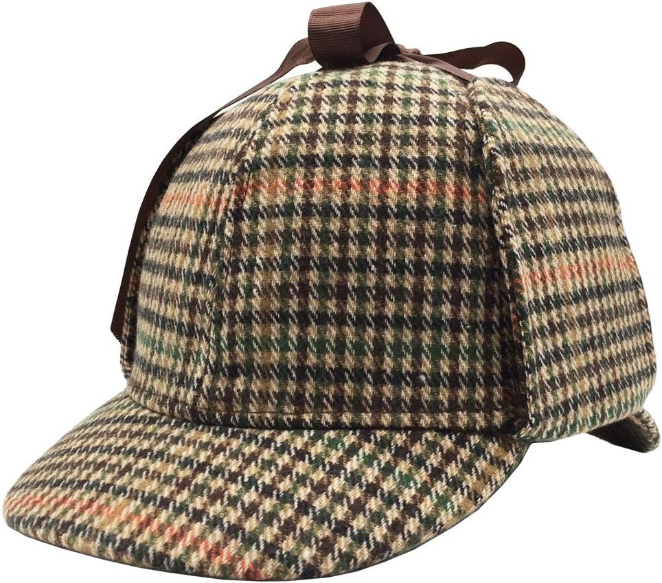 Adjustable Ear Flap Deerstalker Hat Classic Detective Style Costume & Cosplay Hat for Dress Up Parties
