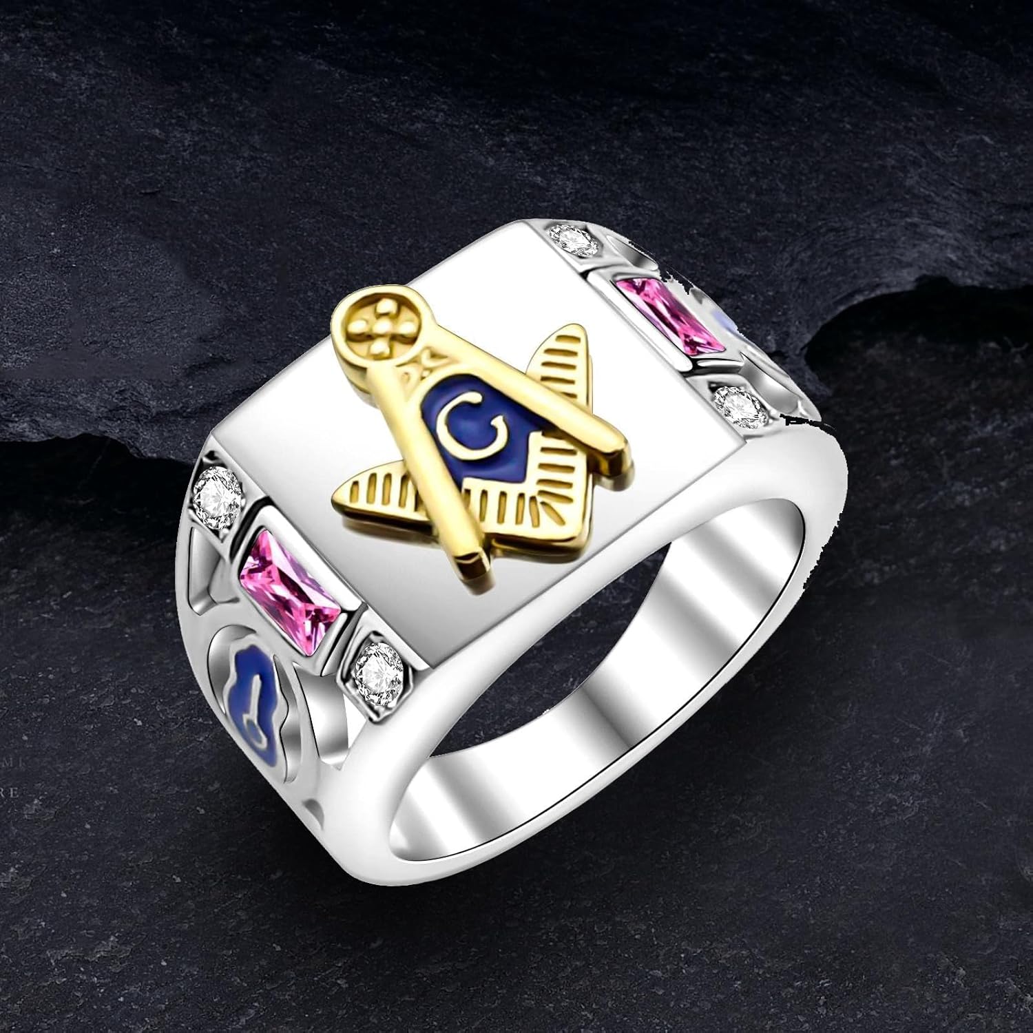WKXZMTR Freemason Ring - Masonic Jewelry for Men - Punk Style Religious Amulet - Image 2
