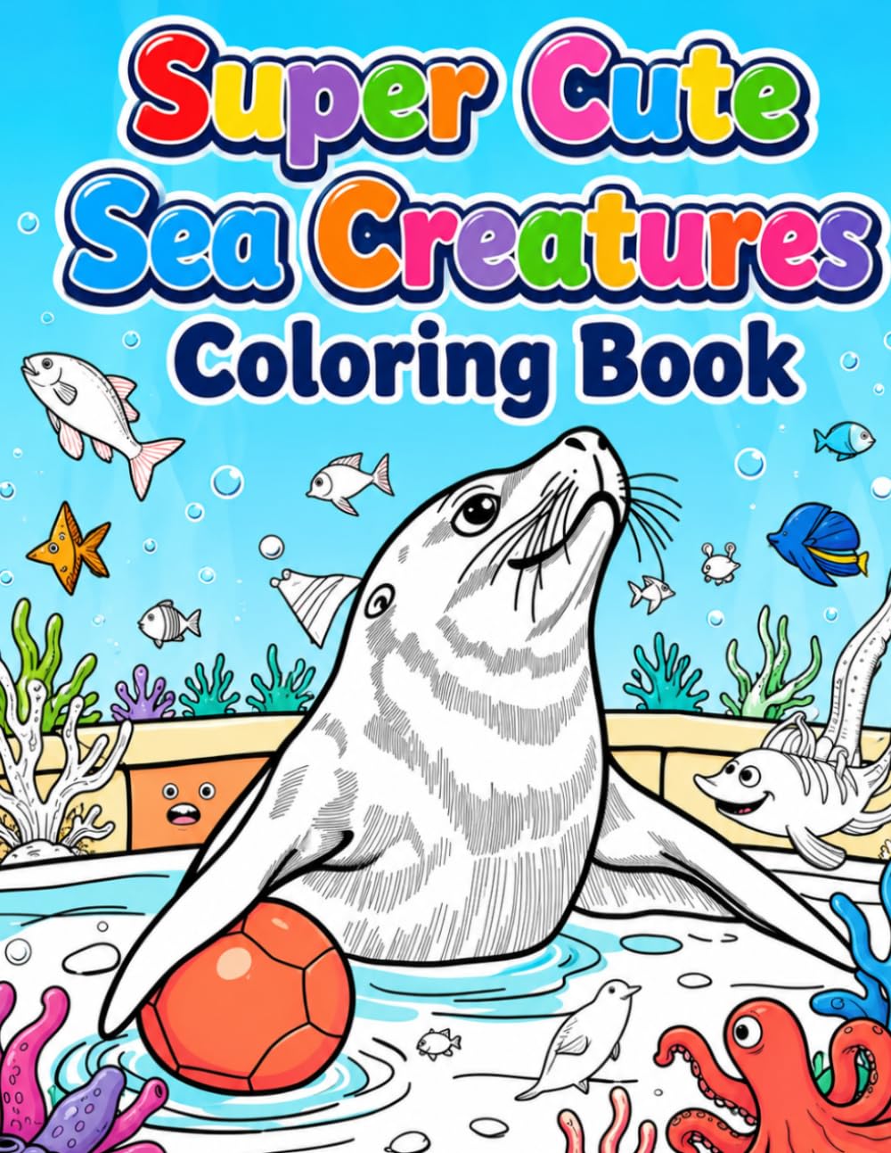 Super Cute Sea Creatures Coloring Book