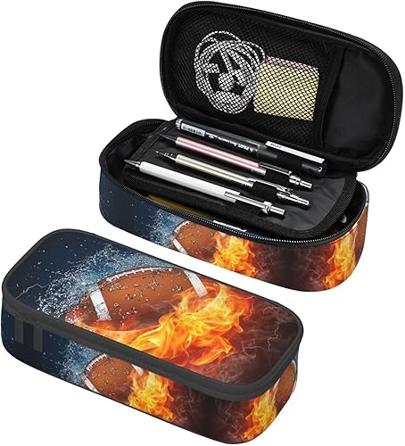 Miniatura 19 de Estuche para lápices de pelota de fútbol en blanco y negro de gran capacidad, bolsa de almacenamiento para lápices, bolsas de papelería con Balón de