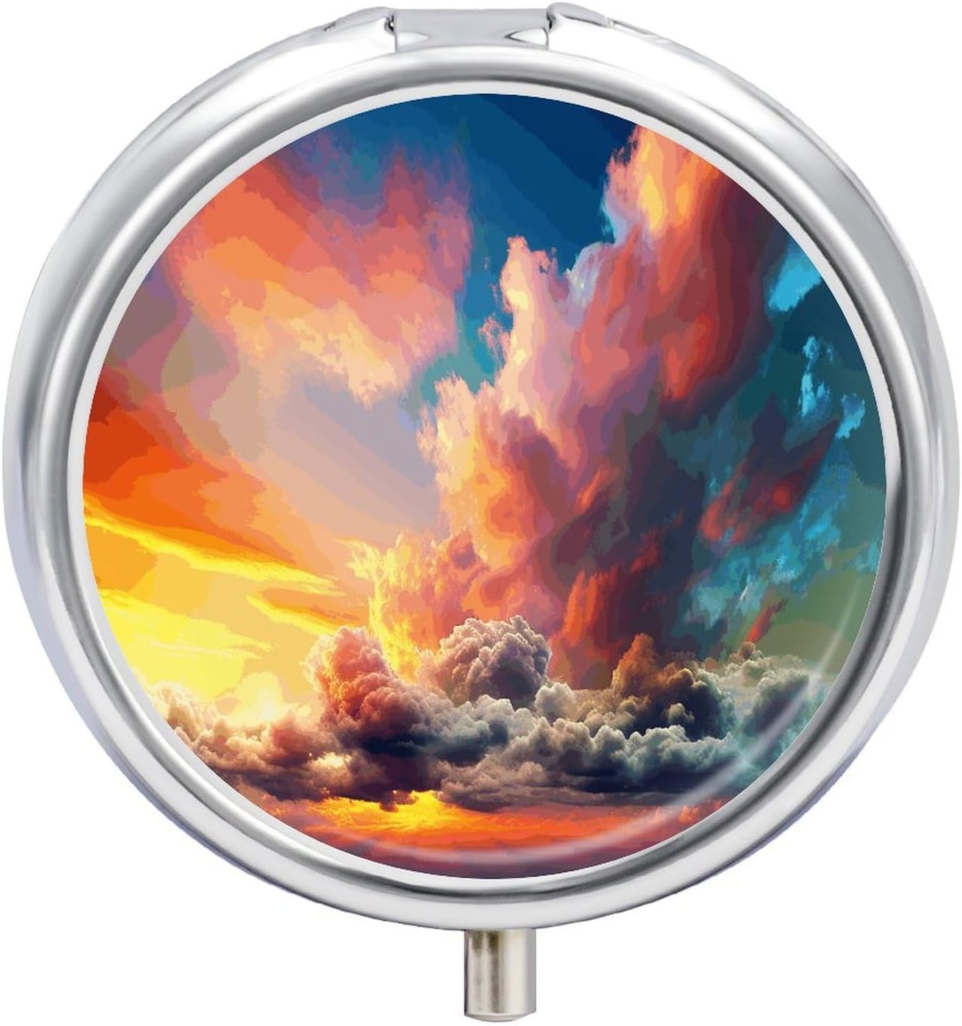Beautiful Clouds Round Pill Box Pill Case