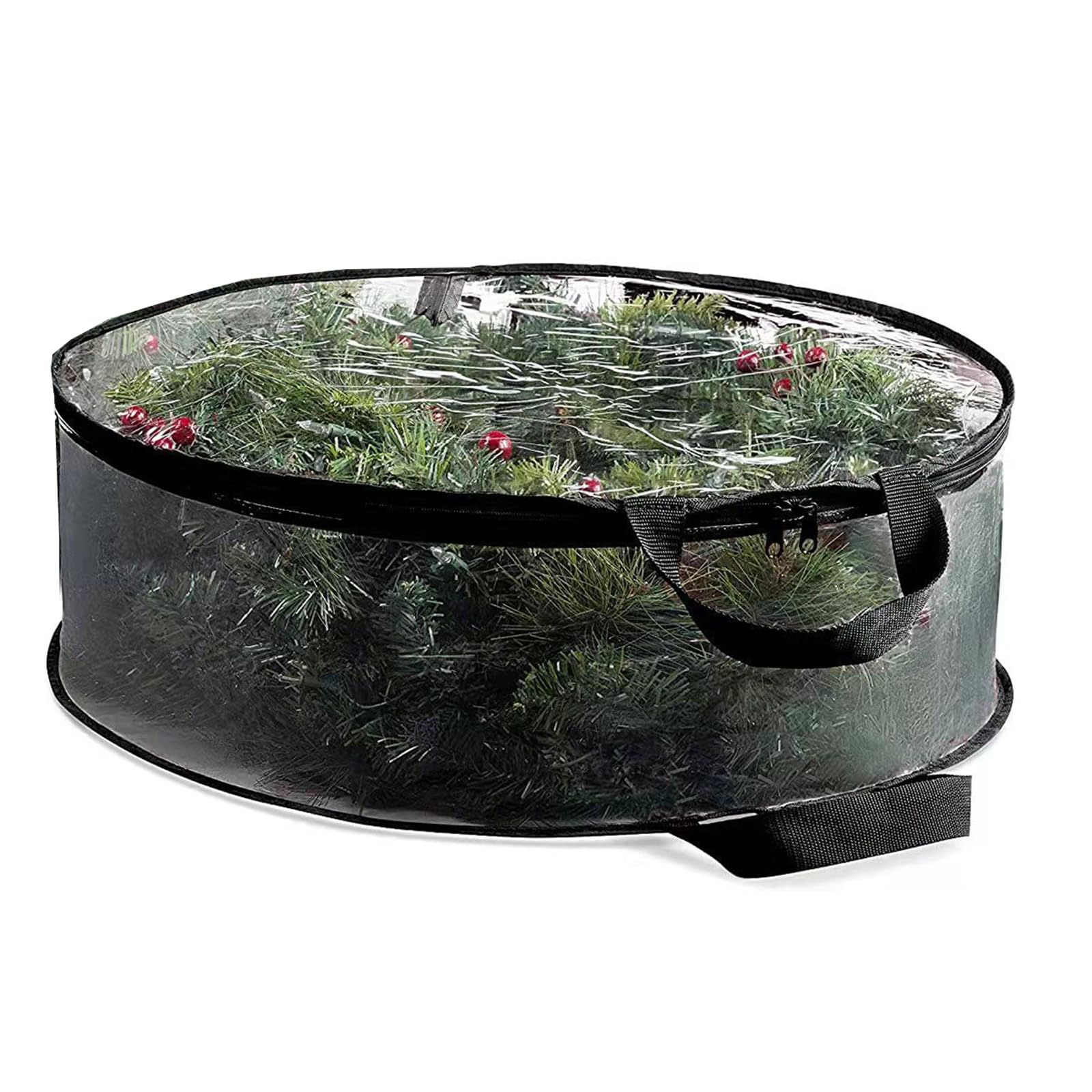 FackLOxc Zippered Transparency Storage Bag Christmas Wreath Organiser Dustproof PVC Materials Holiday Decoration Protective Case Pvc Christmas Wreath Storage Bag Clear Transparency
