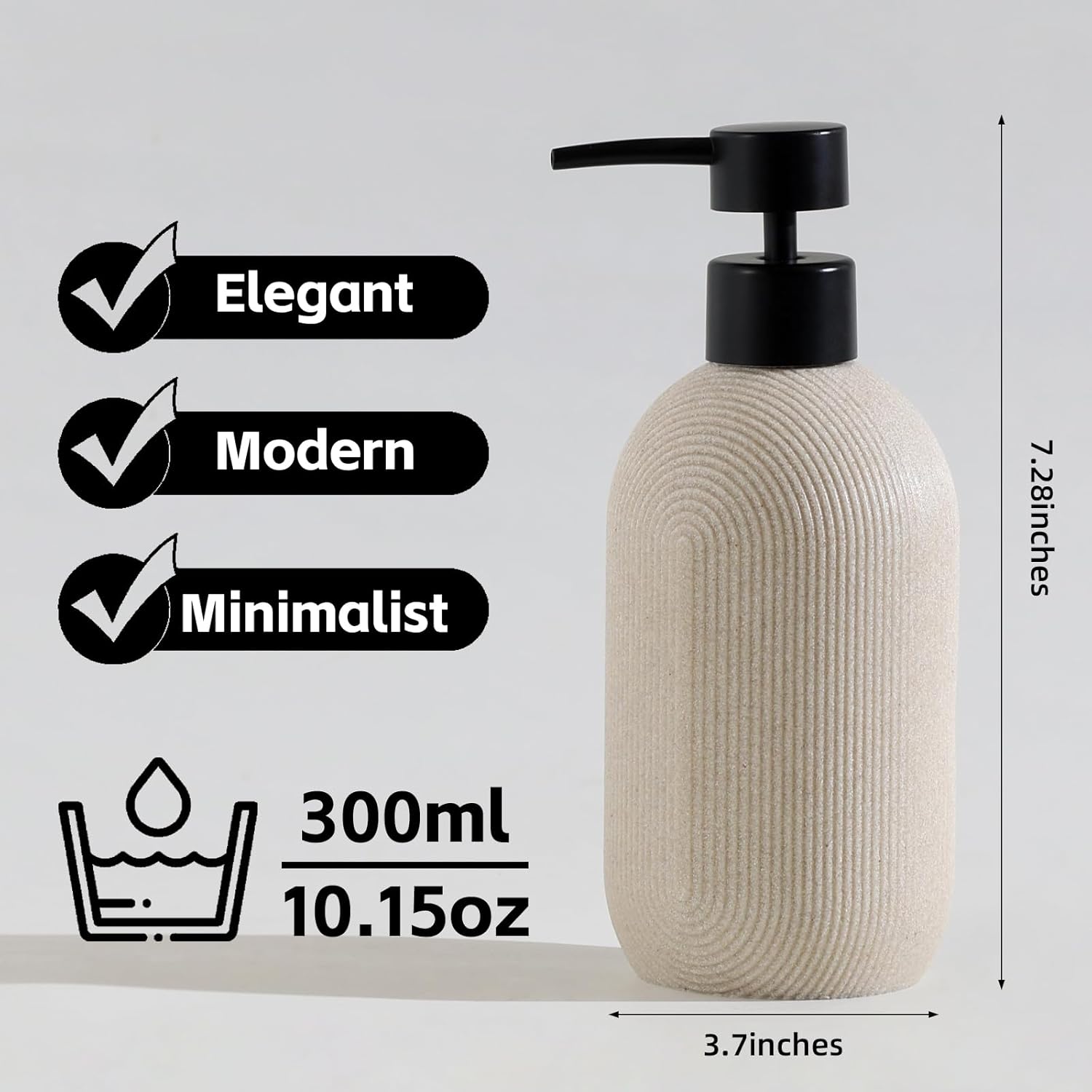 Soap Dispensers 300mL 10OZ, 2 PCS Morden Hand Dish Lotion Shampoo Soap Dispenser Jar, Soap Pump Bottles for Kitchen Bathroom Countertop (Black Head)