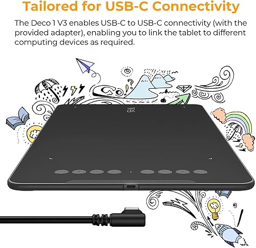 Miniatura 6 de XP-Pen Deco 01 V2 - Tableta de dibujo digital de 10 x 625 pulgadas para Chromebook con lápiz digital sin batería y 8 teclas de acceso directo 8192