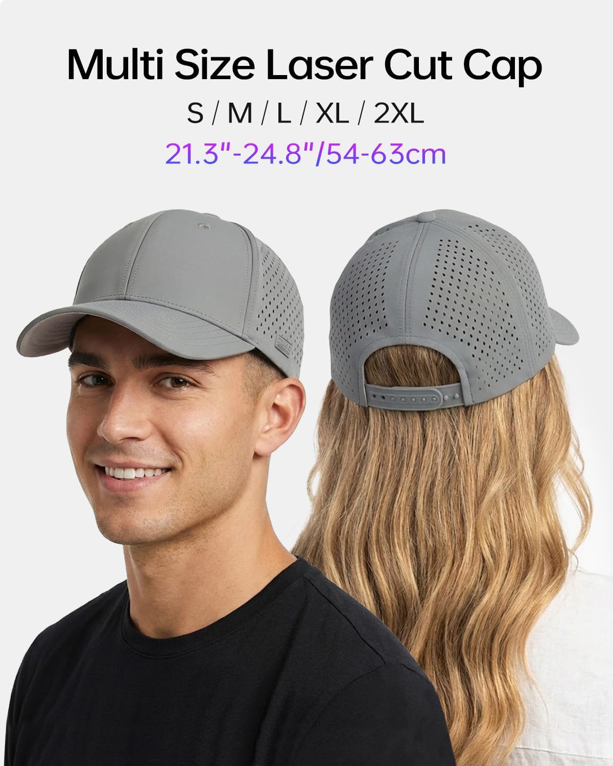 Zylioo Oversize XXL Baseball Mesh Cap,Extra Large Laser Cut Cap,L M S Trucker Hat,Quick Dry Summer Cooling Golf Cap