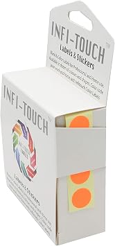 Labels 1/2 Inch Round Permanent Color-Code Dot Stickers, 1000 Stickers per Dispenser Box Fluorescent Orange