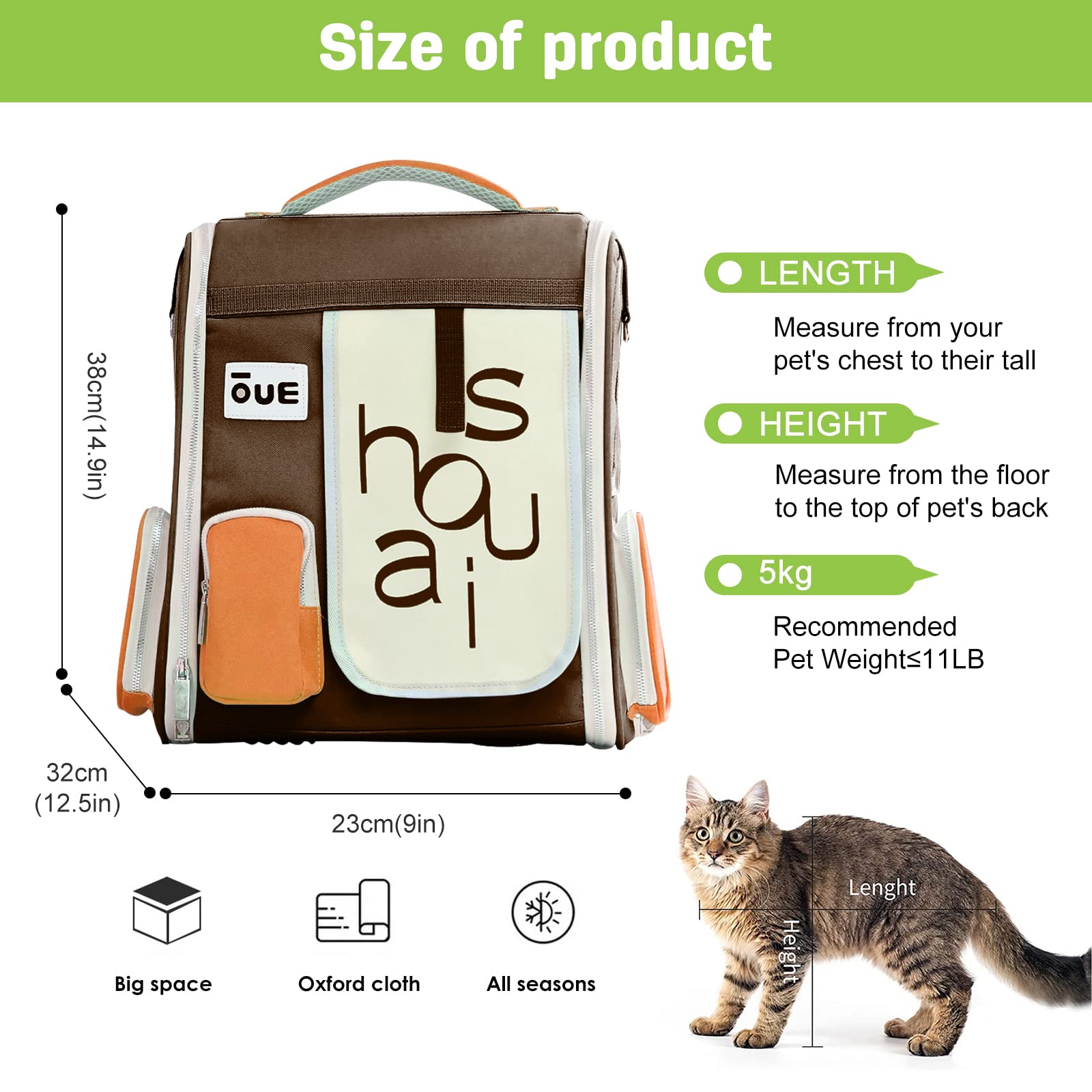 PETCUTE Zaino Porta Cane,Zaino per Cani e Gatti con Cintura di Sicurezza Interna,Traspirante Zaino per Animali Domestici,Zaino da Viaggi per Cani con Tracolla Regolabile,Struttura Stabile,per Viaggi