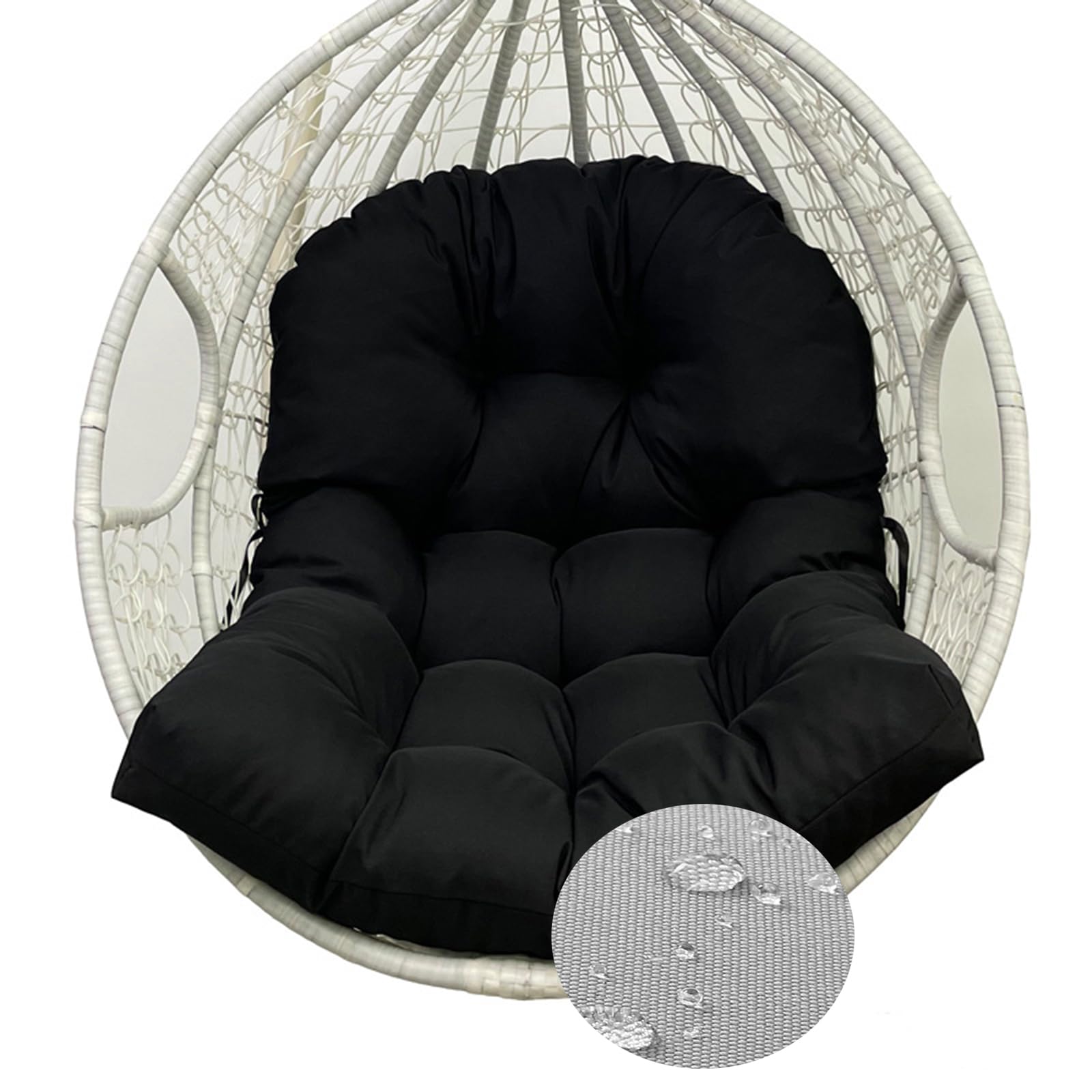 Eoieov Outdoor/Indoor Egg Chair Cushion Replacement,Washable Swing Chair Cushion Black Hanging Basket Chair Cushion,47 * 35