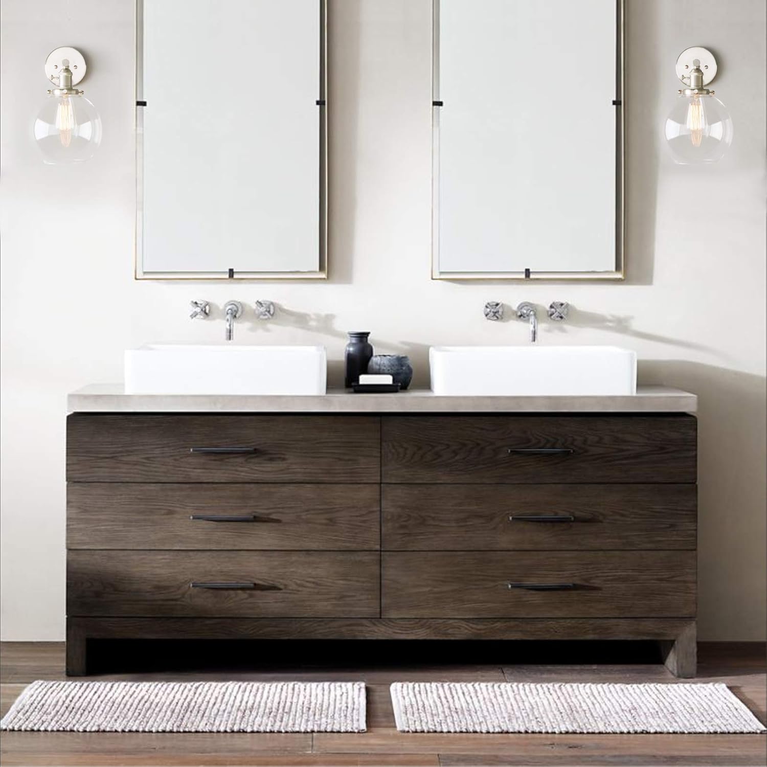 Blасk Frіdау - 70% оƒƒ Phansthy Globe Wall Sconce Brushed Nickel Finished 1-Light Bathroom Vanity Light with 7.87 Inches Clear Glass Canopy(Brushed)