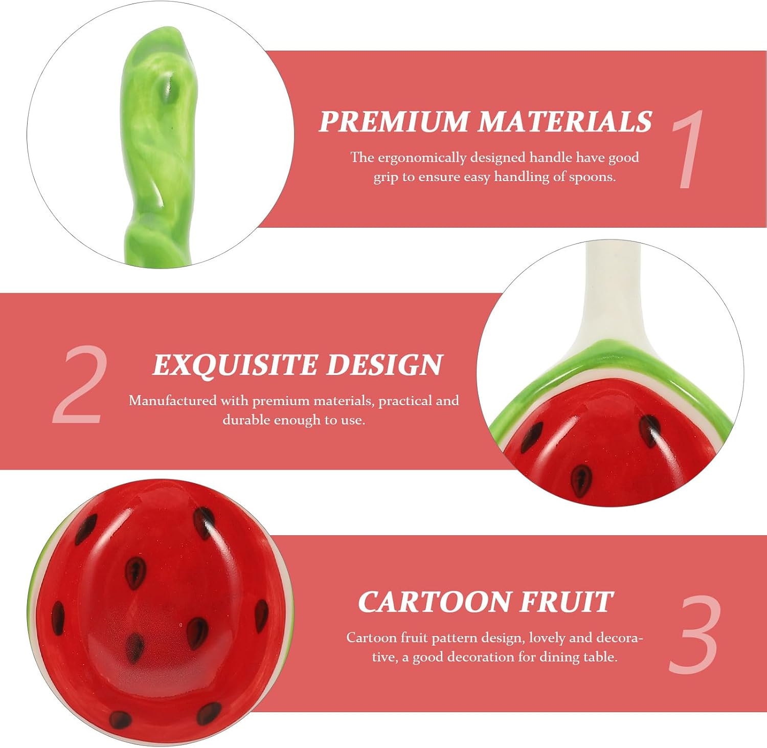 2pcs Multi-function Decorative Fruit Pattern Spoons for Soup Xmas