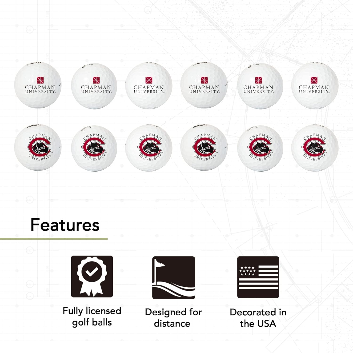 Desert Cactus Chapman University Golf Balls 12 Pack – CU Panthers Full Color Dozen – Officially Licensed Sport Team Accessory