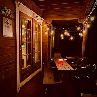 String Lights, Outdoor, Waterproof, 32.8 ft 10 m, IP65 Garden Light, Outlet Type, Includes 16 LED Bulbs, 15 Sockets, Bulb White, E26 Bulbs, Linkable, Outdoor Lighting, Patio, Veranda, Wood Deck, Rainproof, PSE Certified