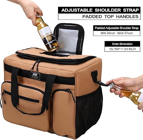Miniatura 2 de MIER Bolsa enfriadora suave extra grande de 30 litros con abridor de botellas para camping, playa, barbacoa, comestibles, golf, a prueba de fugas,