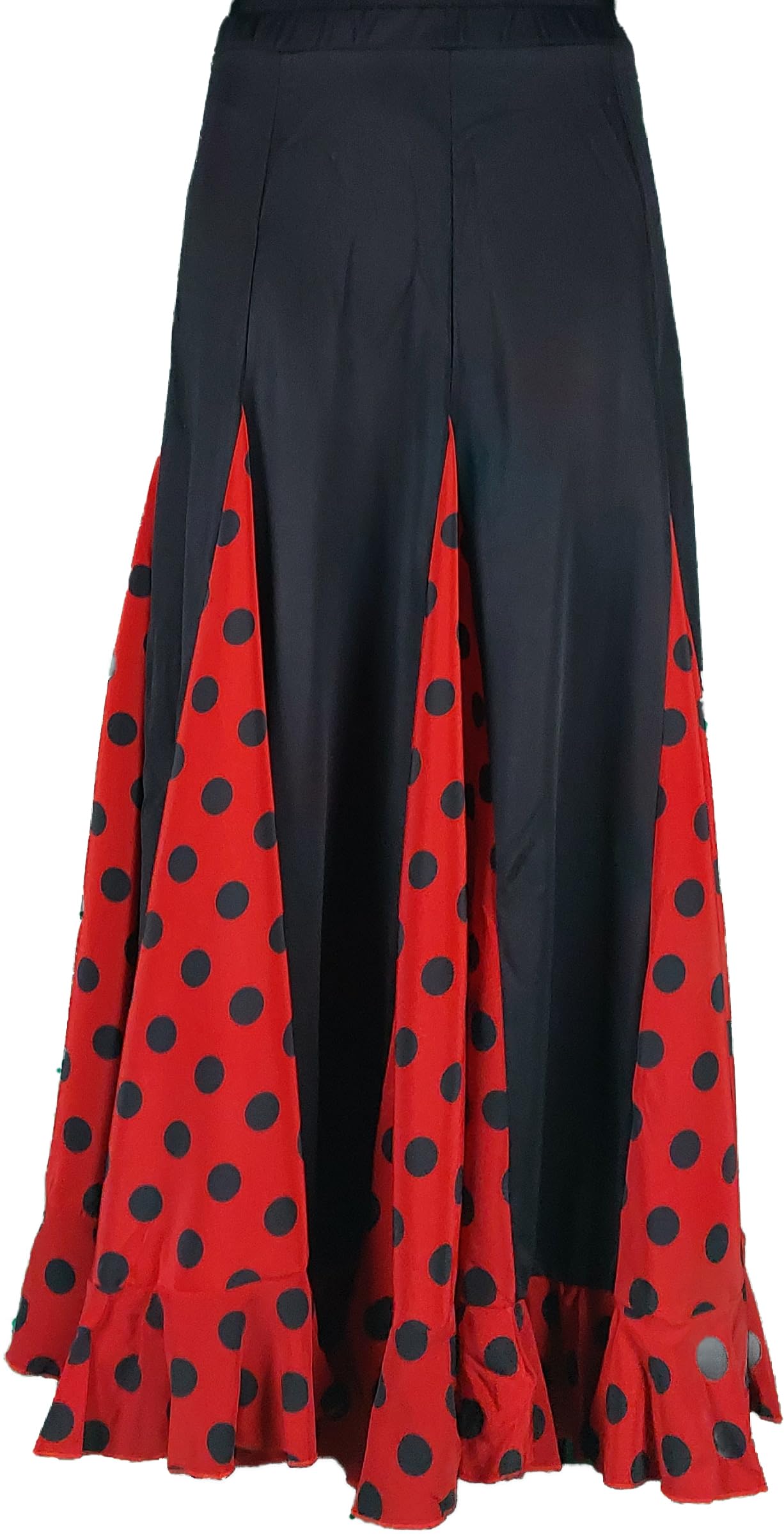 Jupe de Danse Flamenco Noire Rouge à Pois
