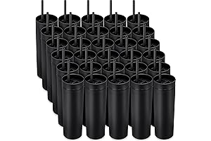 30 PCS 16 OZ Matte Black Skinny Tumblers with Lids and Straws