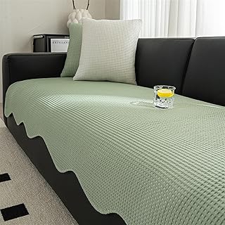 Summer Cooling Couch Cover Non Slip Sofa Protector Pet Mat Breathable Washable Sectional Sofa Slipcovers Ice Silk Fiber Couch Pad, Green, 35" x 71"