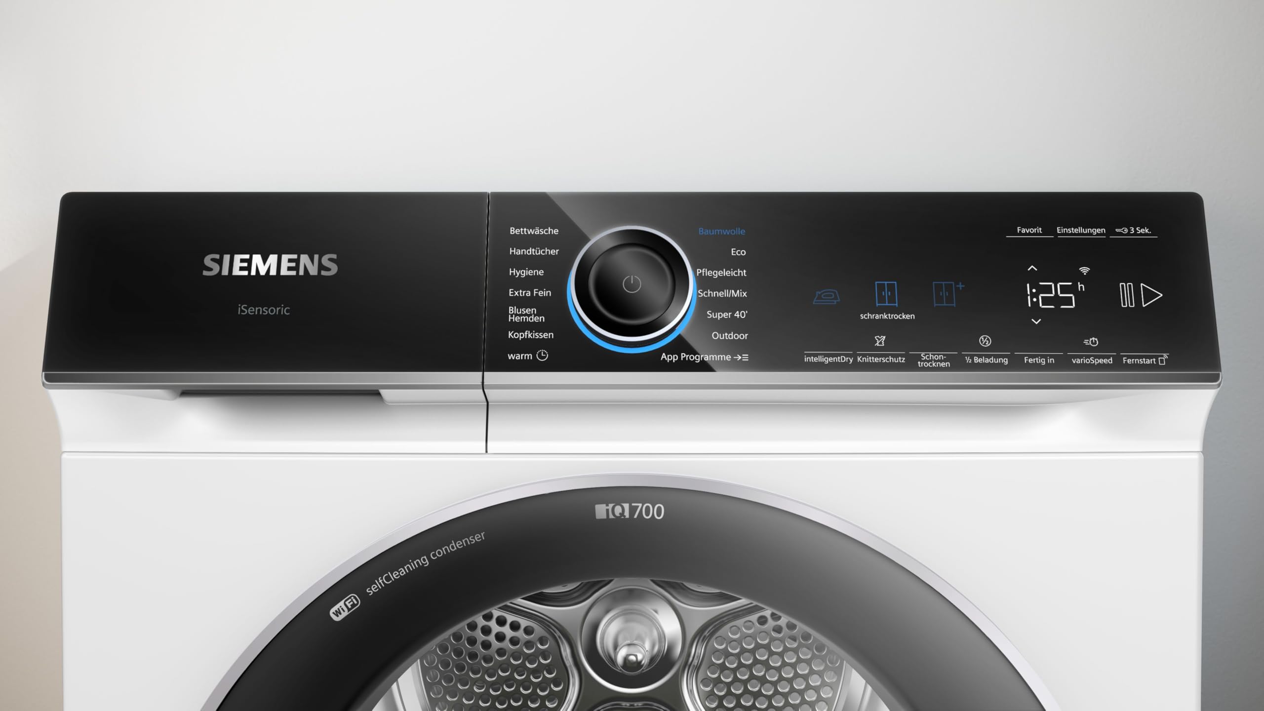 Siemens iQ700 Smarter Wärmepumpentrockner 9 kg extrem leise WQ46B2D41 | Extrem leise, varioSpeed, halbe Beladung, Knitterschutz, autoDry, Home Connect, selbstreinigender Kondensator