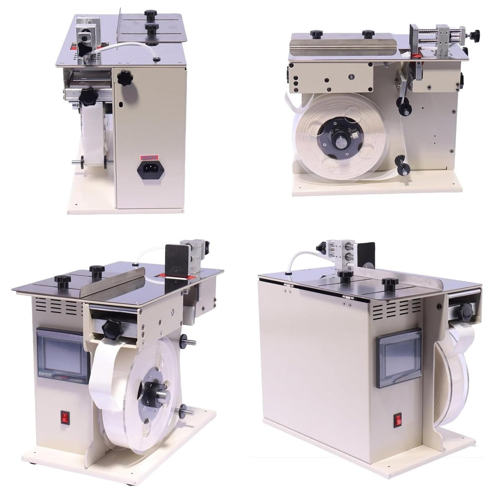 Etichettatrice automatica, stampante per etichette 2 in 1 ad angolo e staccabile, regolazione velocità/lunghezza, touch screen, corpo in metallo resistente per alimenti e imballaggi