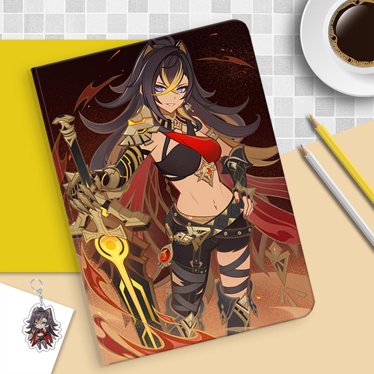 Anime Tablet Case Compatible with iPad 7/8/9/10/Pro/Mini/Air with Pencil Holder, 5-Star Characters Series (Dehya,iPad Air 5th/4th (10.9"))