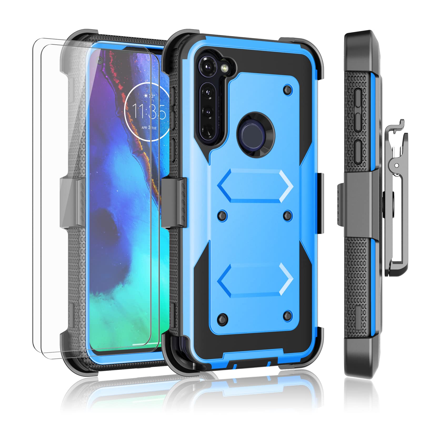 Njjex Compatible for Motorola Moto G Power 2020 Case/Moto G Stylus 2020 Case W/Tempered Glass Screen Protector [2 Pack] [N...