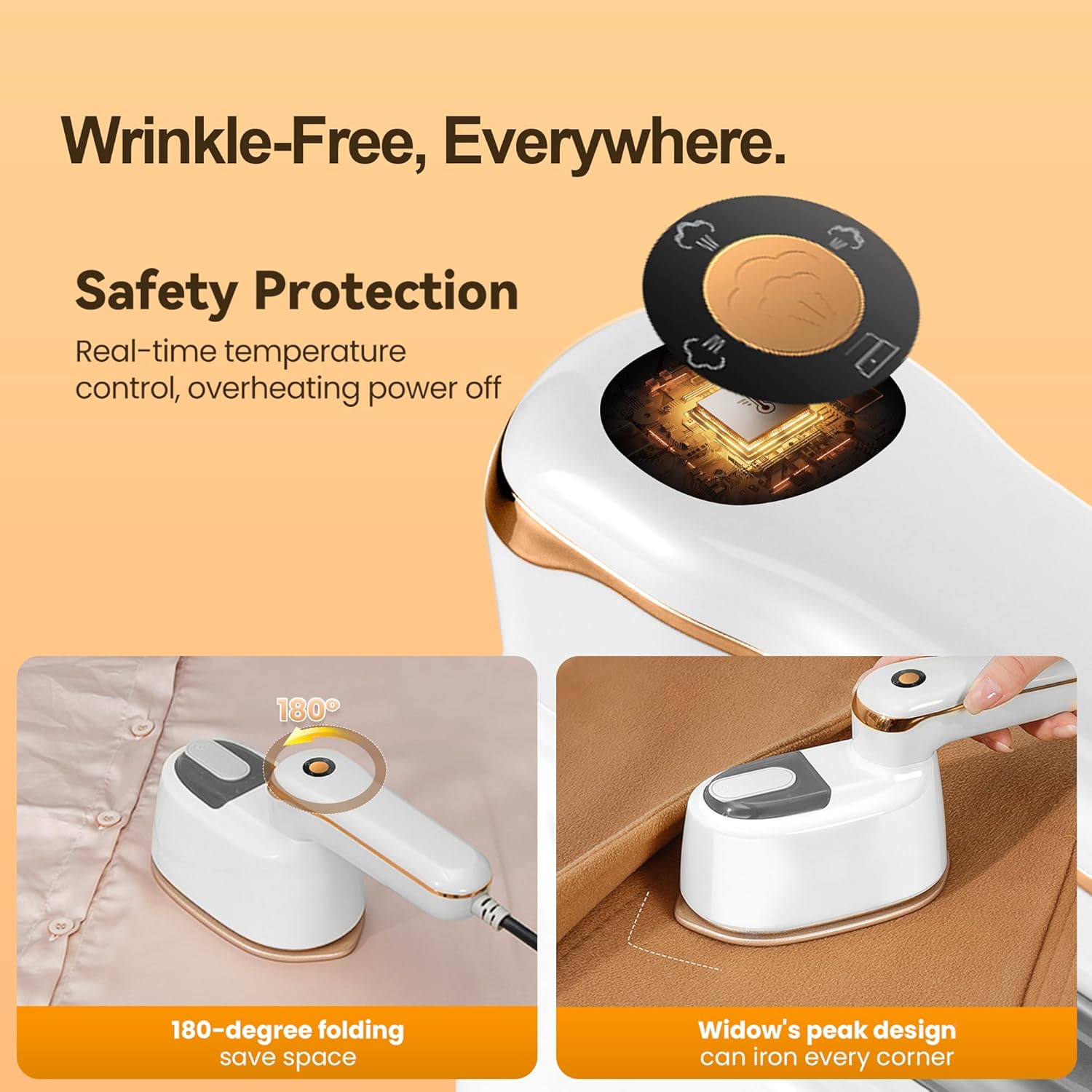 Portable Clothes Steamer 140x80mm Ceramic Glaze Panel Iron LCD 120ml Water Tank 1100W & 15s Fast Heat Up 4-speed Steamer for Clothes of all Fabrics Dry&Wet Iron for Home Travel Business Trip