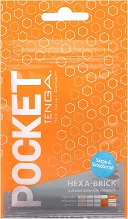 Tenga POT-004 Hexa-Brick Pocket TENGA Portable Male Masturbator, Orange