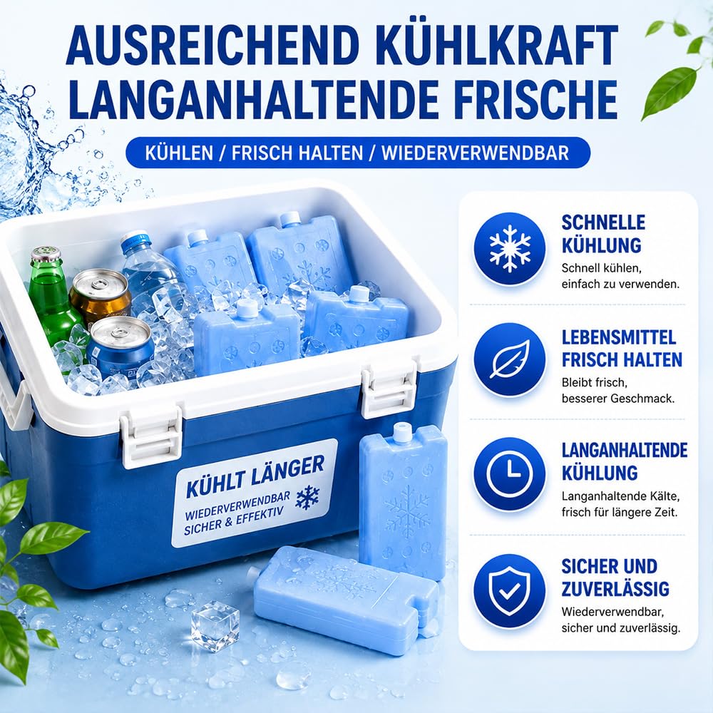4 wkłady chłodzące do chłodnic powietrza, opakowania chłodzące do zbiornika na wodę, akumulatory do lodów wielokrotnego użytku do chłodnic wyparnych, klimatyzatorów i lodówek, 1200 ml