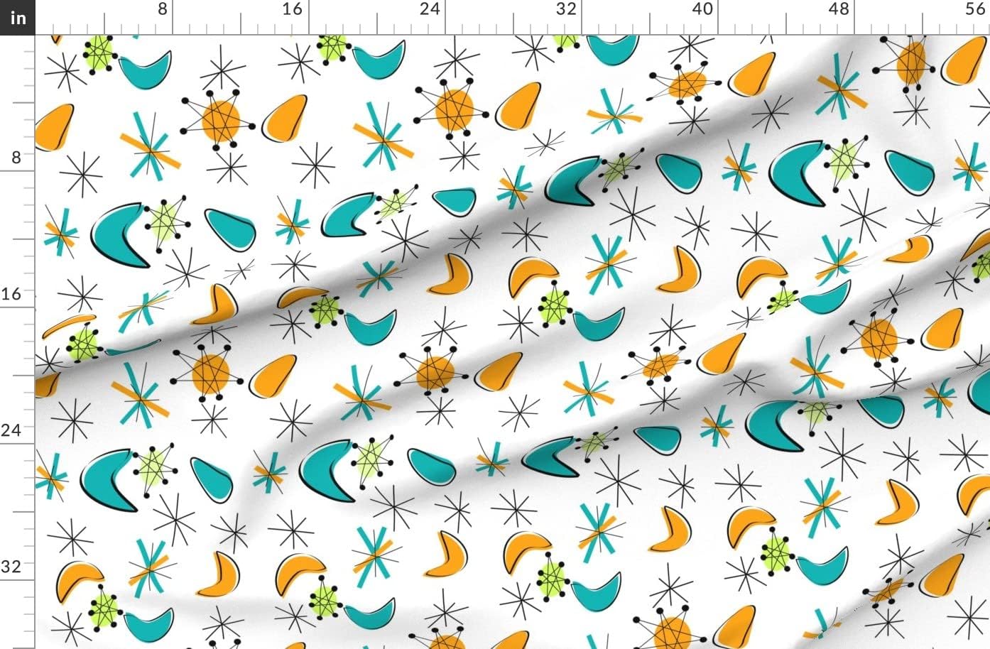 Spoonflower Fabric - Atomic Era Boomerangs Mid Century Modern Space Age Retro Inspired Printed on Organic Cotton Sateen Fabric by The Yard - Sewing Quilting Apparel Home Decor