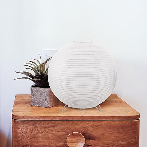 Miniatura 6 de LABRIMP Lámpara de mesa de papel con bombilla E14, luz suave y cálida para dormitorio, dormitorio de enfermería, lámpara decorativa de papel de