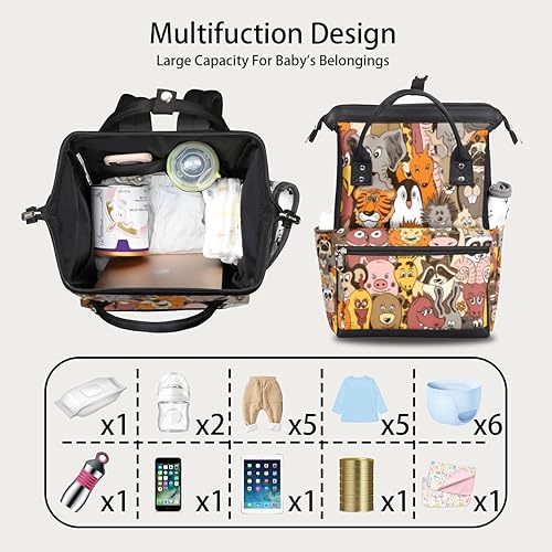 Miniatura 3 de cfpolar Mochila para pañales con bonitos animales de dibujos animados para maternidad recién nacido bolsas grandes para bebés para mamás padres