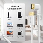 TNP HDMI Angle gauche du câble 90 Degré (15 FT) - Blanc Haute Vitesse HDMI 2.0 Cord, soutiens UHD 4K 60hz 2K 2160p Complet HD 1080p Quad HD 1440p 3D ARC/eARC Ethernet pour Xbox One X/S PS 4 Pro/Slim & HDTV