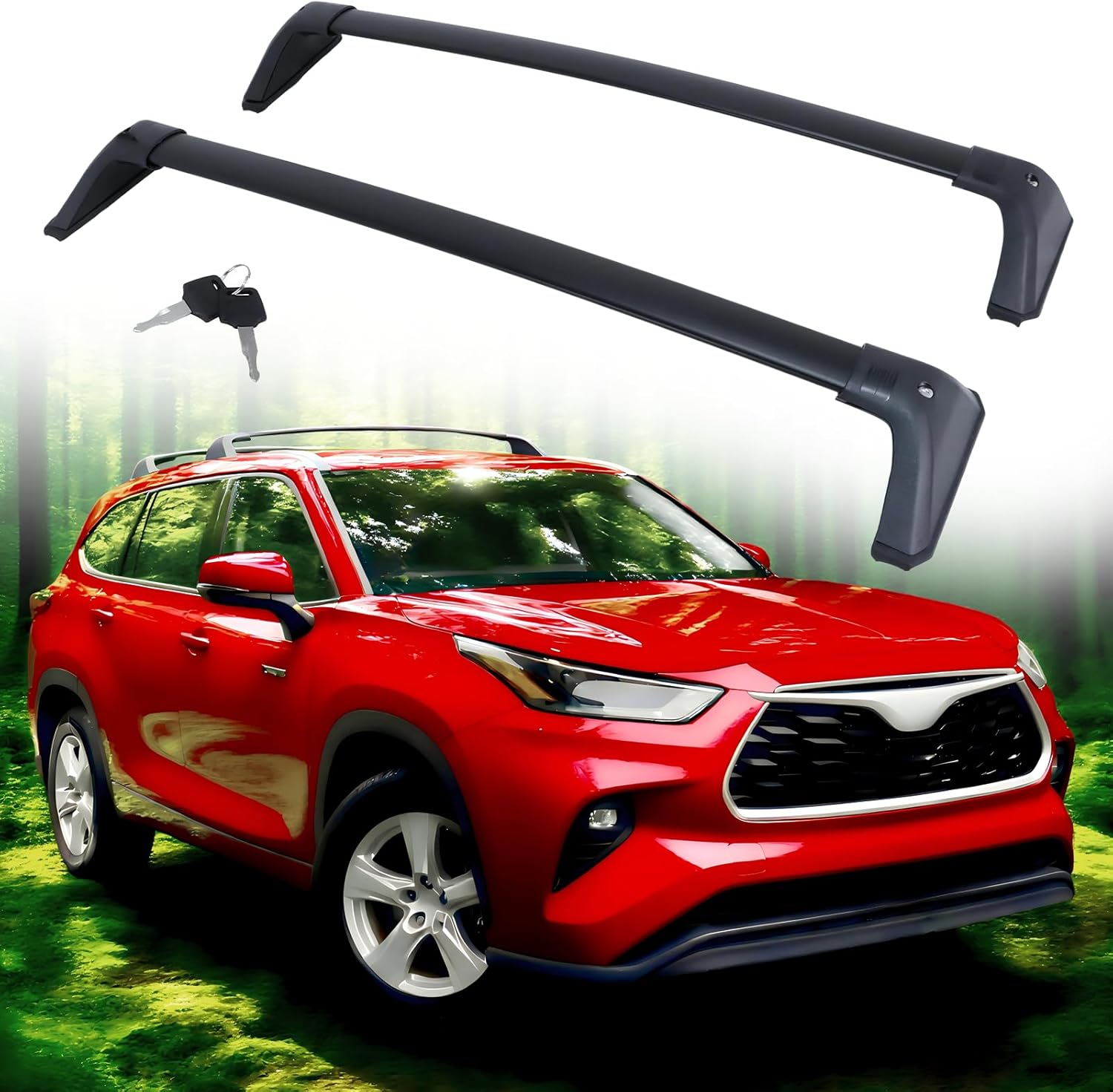HEKA Lockable Cross Bars Roof Racks fit for 2020-2026 Toyota Highlander L & LE & Hybrid LE & Hybrid LE Nightshade (Model Without Factory Side Rails) for Highlander L/LE 20+