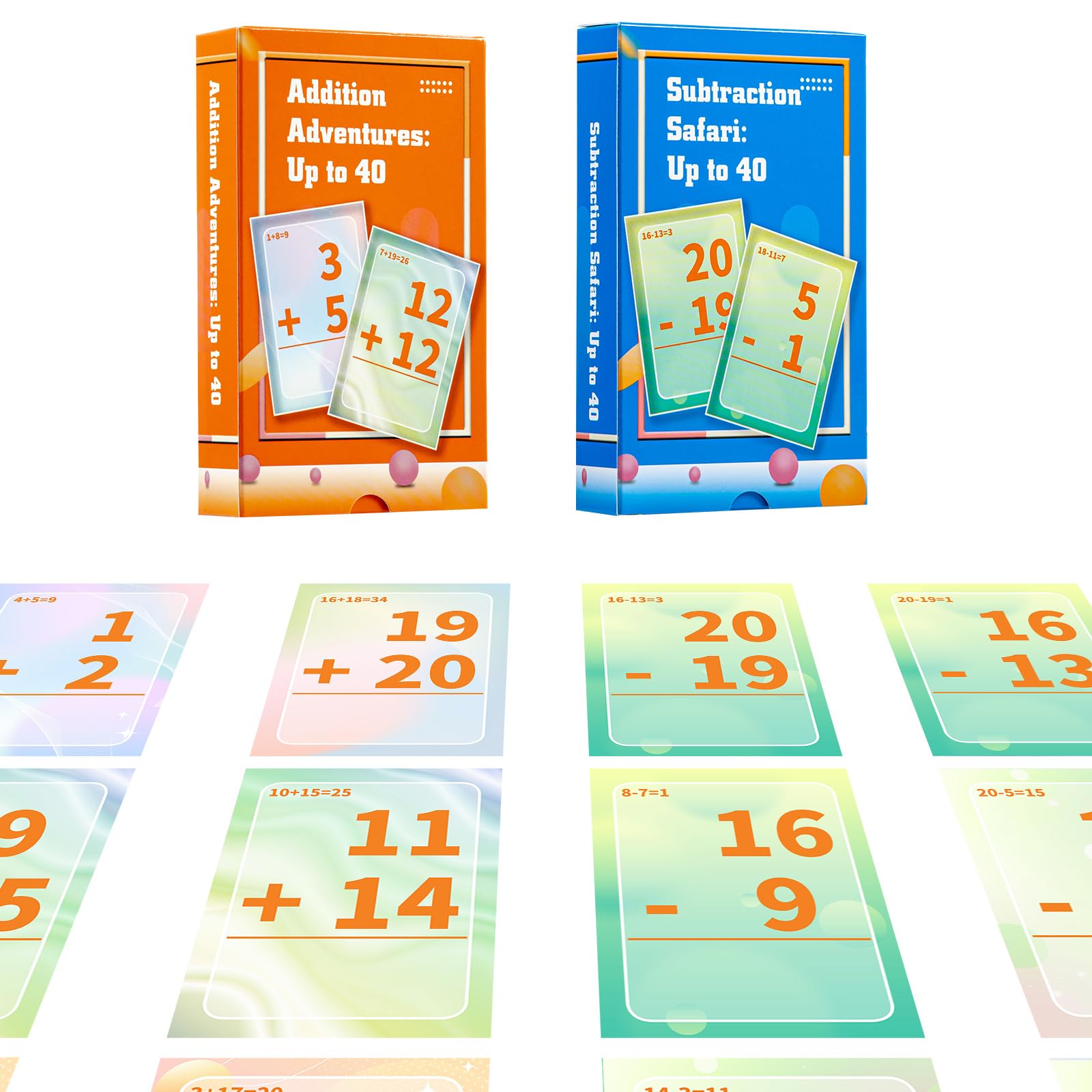 Alened Addition and Subtraction Flash Cards, Math Facts Flashcards 1-20, Math Manipulatives Games for Kindergarten, 1st, 2nd, 3rd, 4th, 5th, 6th Grade Kids Ages 4-12