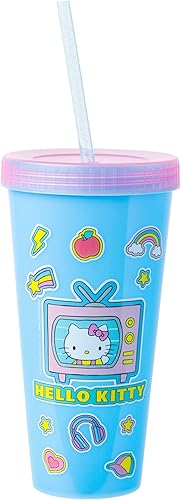 Miniatura 10 de Silver Buffalo Sanrio - Juego de 4 vasos de plástico que cambian de color con Kuromi, Keroppi, My Melody y Hello Kitty, 24 onzas