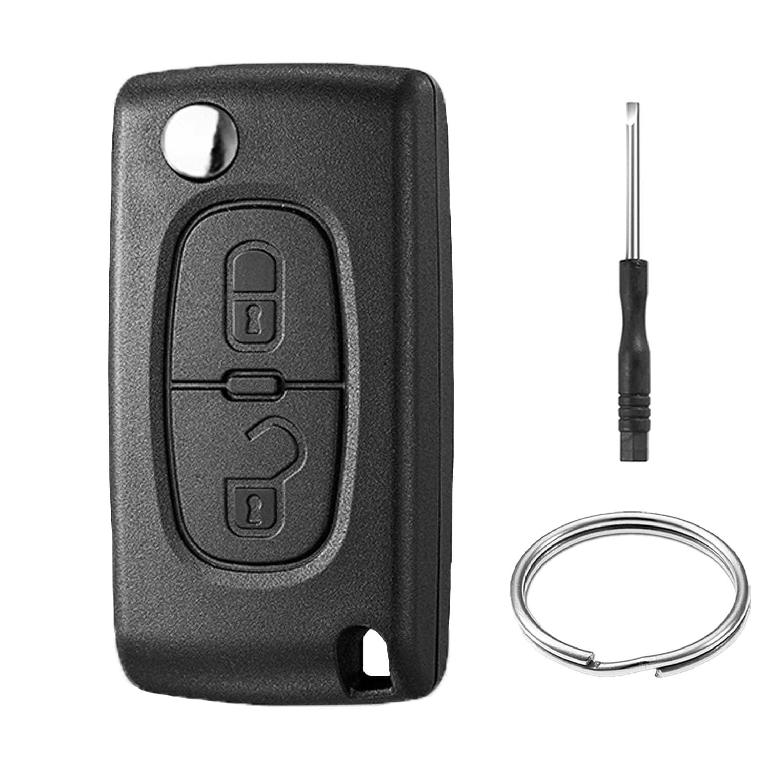 Telecomando Chiave Auto 2 Pulsanti Guscio Pieghevole Compatibile Peugeot 207 307 308 3008 5008 Partner Citroen C3 C2 C4 C5 C6 C8