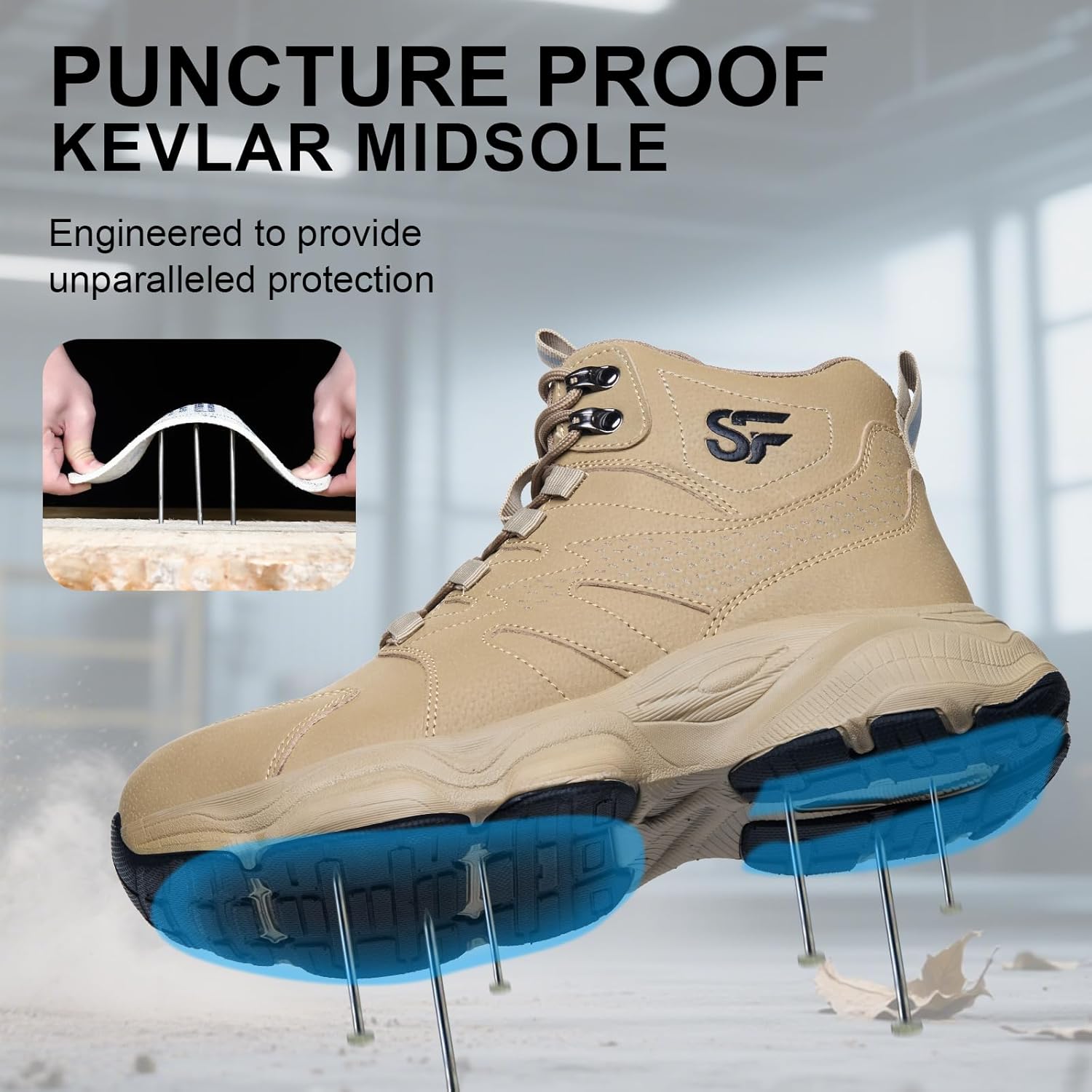 Steel Toe Shoes for Men, Work Shoes for Men,Indestructible Steel Toe Boots,Industry Construction Safety Work Boots for Men,Puncture Proof Construction Steel Toe