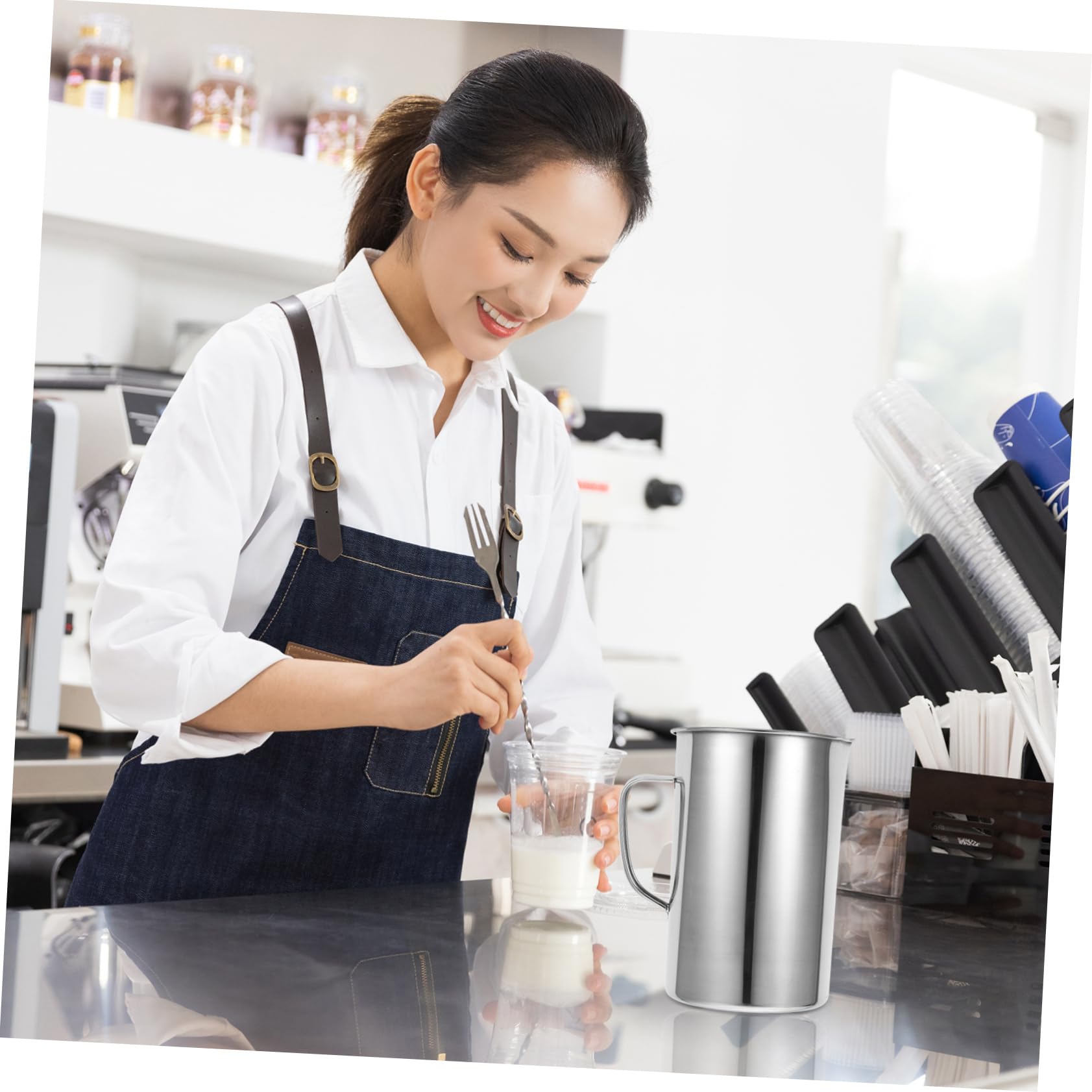Homoyoyo Taza Medidora Asa Taza Graduada para Cocina y Laboratorio para Espumar Leche y Hornear