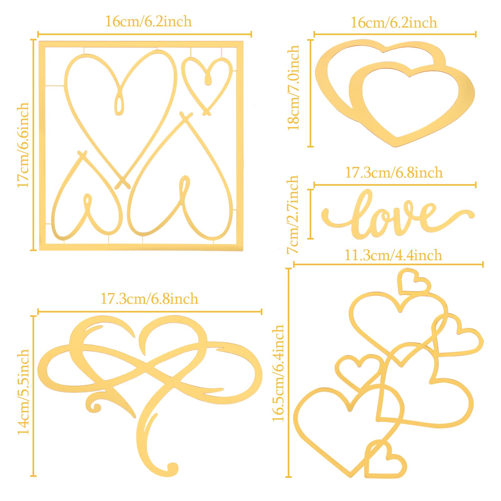 Décorations De Gâteau En Acrylique Doré - Lot De 8 Cœurs Pour Anniversaire Ou Mariage - Réutilisables