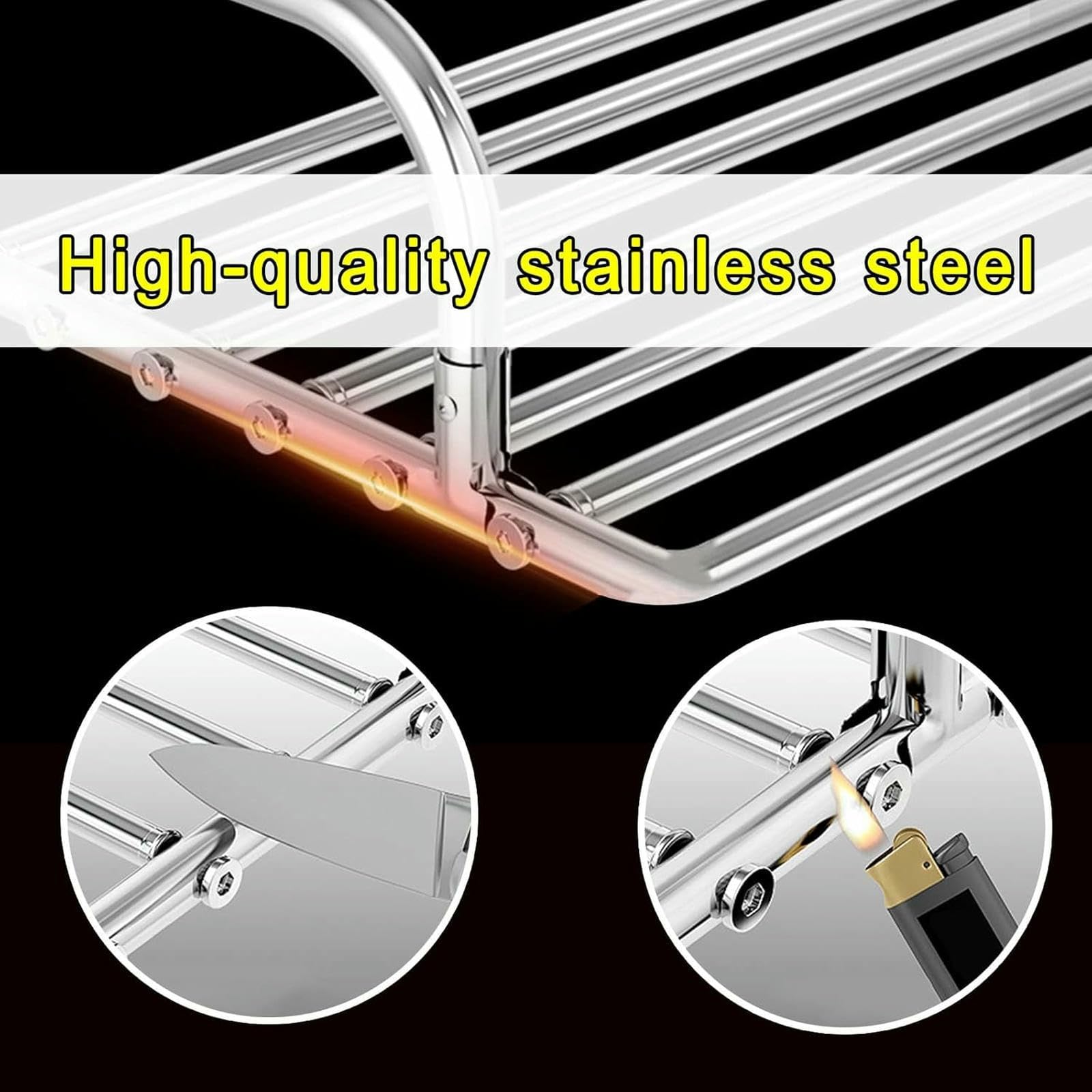 Stendibiancheria per ringhiere di balconi e davanzali, piccolo stendibiancheria pieghevole in acciaio inox, stendibiancheria per radiatori per appendere vestiti, asciugamani, scarpe e calzini (50 cm/1