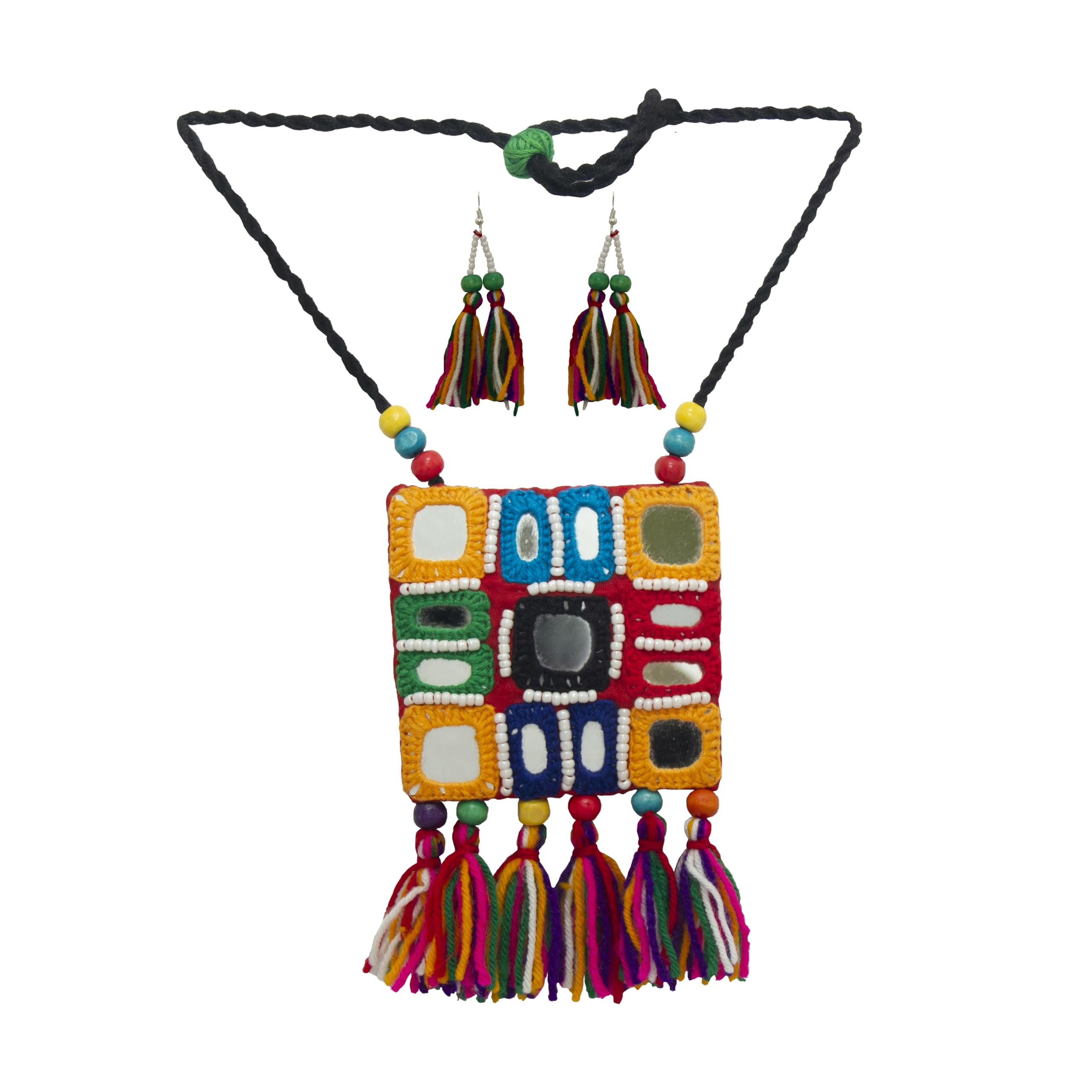 Multi Colour Boho Mirror Necklace for Girls and Women(Handmade, Handicraft, Navratri, Durga Pooja and Garba Jewellery) (B0CKBS7NJV) Amazon Price History, Amazon Price Tracker