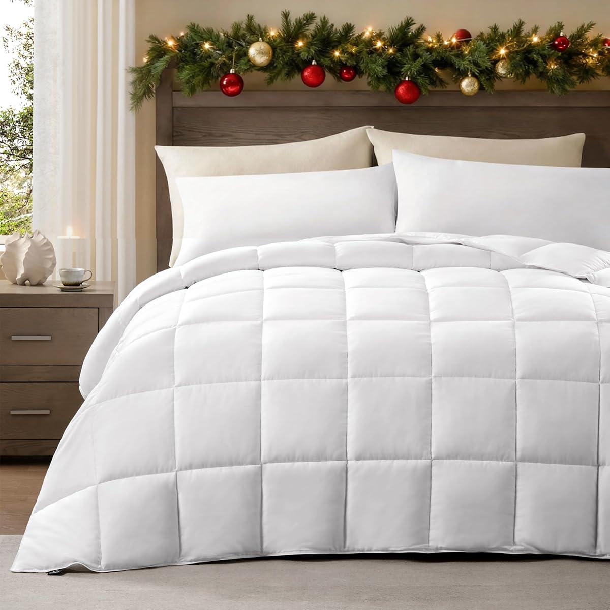 ACCURATEX Lightweight Duvet Insert Queen Size - 100% Cotton Shell, 250GSM Filling Summer Down Alternative Comforter,Ultra-Soft&Breathable, Thin Quilted Duvet Insert with 8 Tabs, Machine Washable,90x90