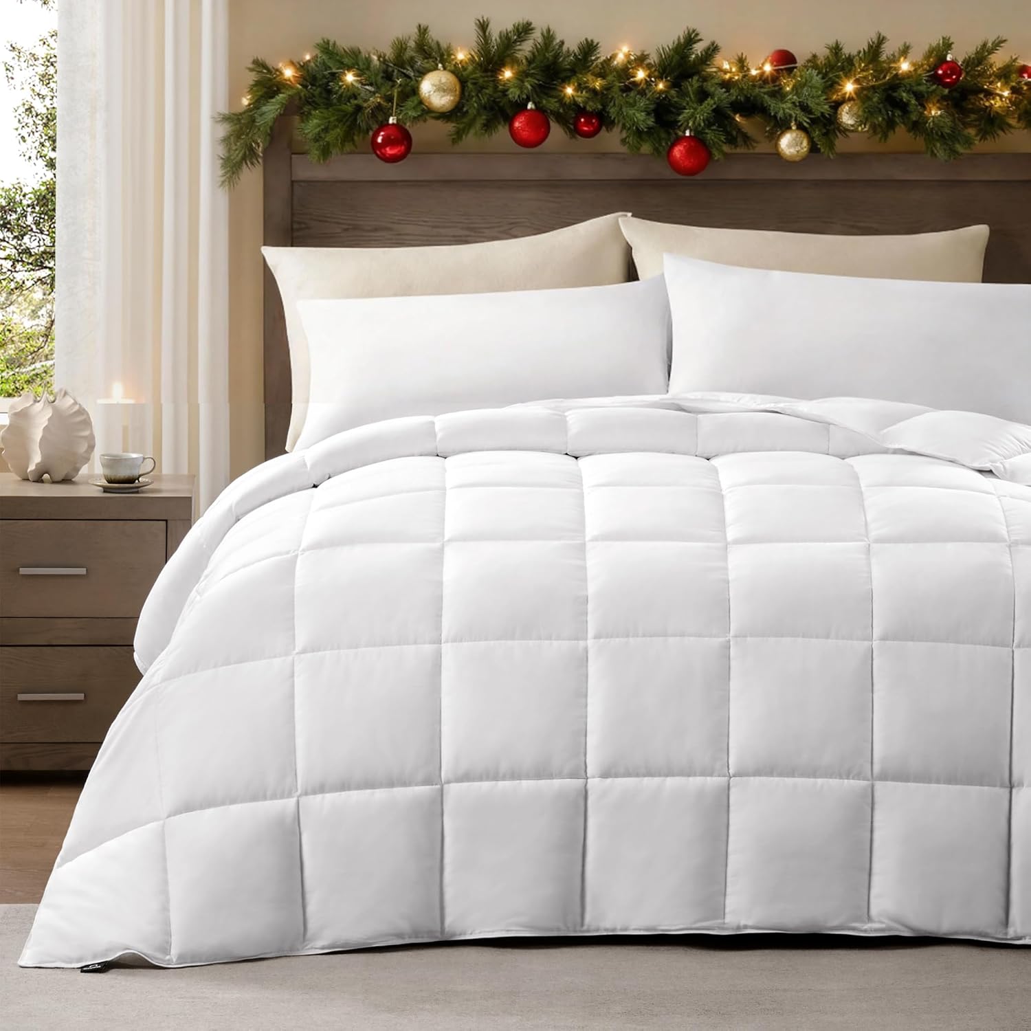 ACCURATEX Lightweight Duvet Insert Queen Size - 100% Cotton Shell, 250GSM Filling Summer Down Alternative Comforter,Ultra-Soft&Breathable, Thin Quilted Duvet Insert with 8 Tabs, Machine Washable,90x90 - Image 7