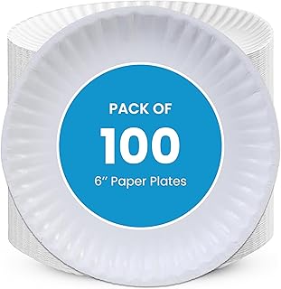Perfectware- 6" Uncoated Paper Plates for Daily Use/Crafts/Events and Much More -Pack of 100ct