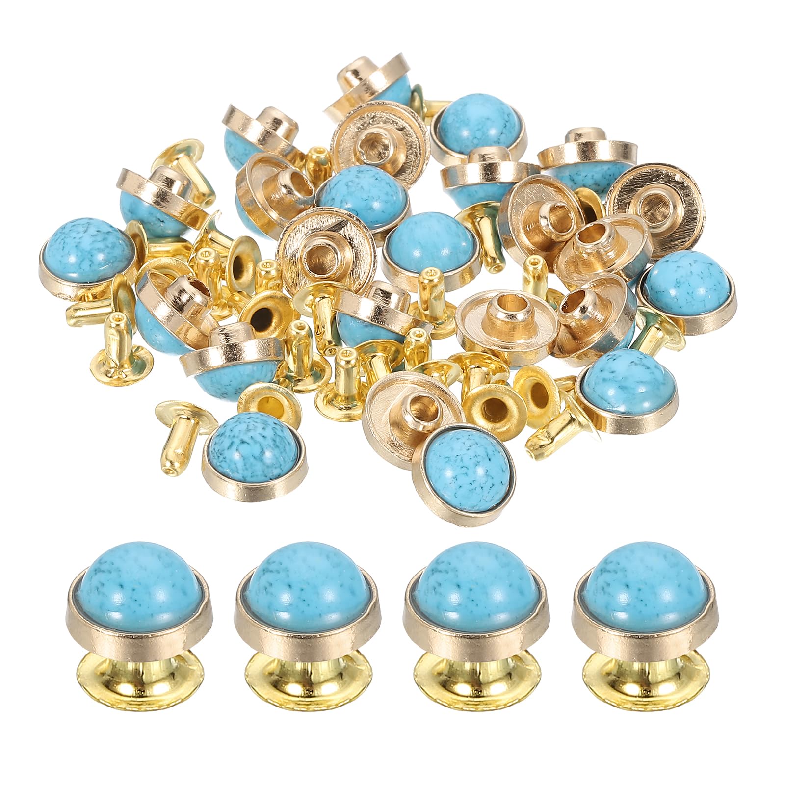 Rivets en cuir turquoise 10 mm pour tissu vêtements et décoration de sacs | Lot de 30