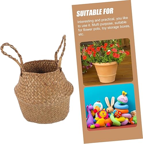 Miniatura 3 de DOITOOL Cesta de flores tejidas de hierba marina, cesta de pascua, maceta tejida de hierba marina, cestas de armario, cesta de juguetes, bolsa de