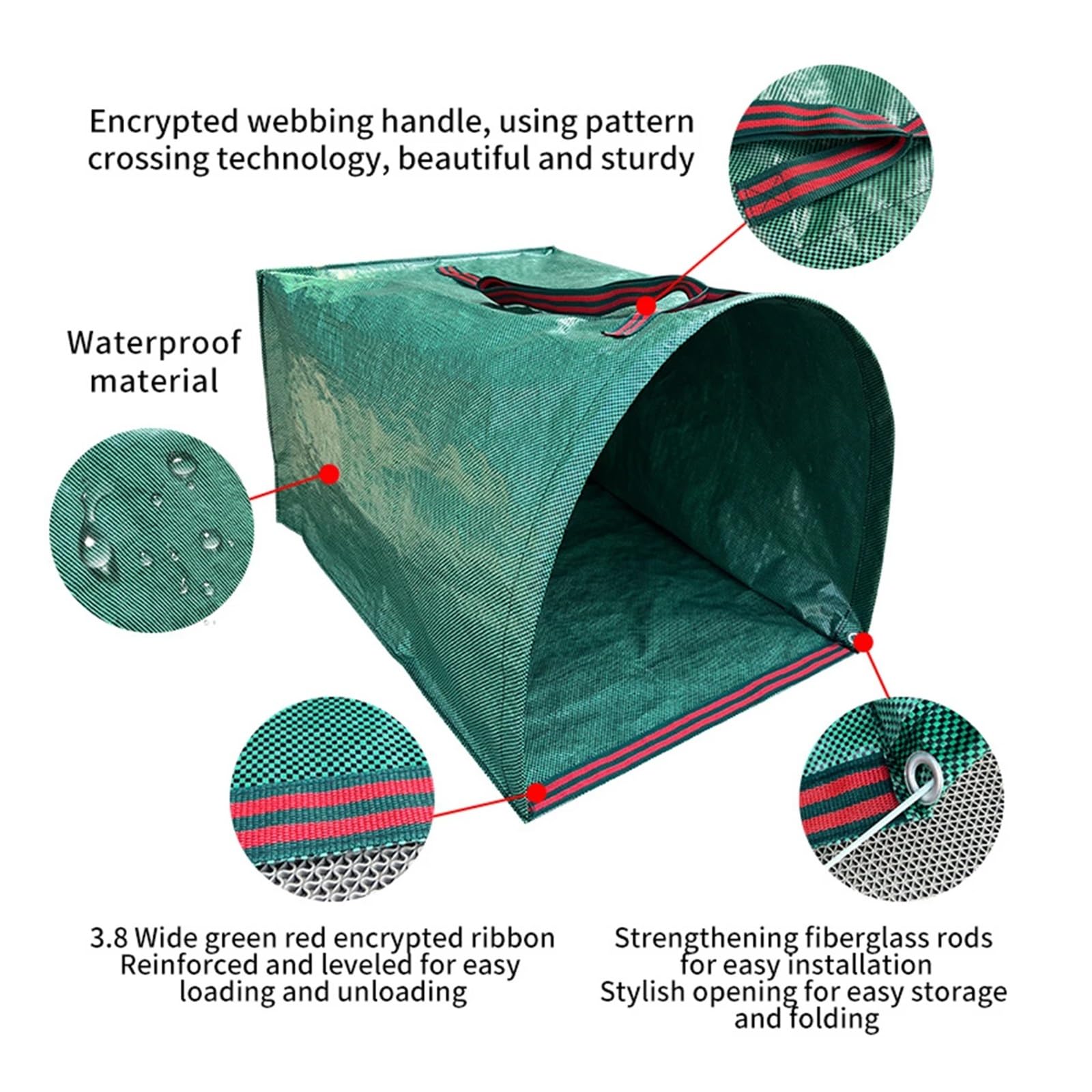 Saco Jardin Recogedor semicircular de maceta jardín Horizontal gran capacidad 270L for recoger malas hierbas y hojas, pala jardinería(270L 2PC plus gloves)